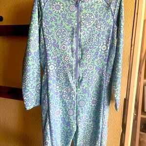 Coolibar one piece swim suit. Long sleeve and pants with zipper.